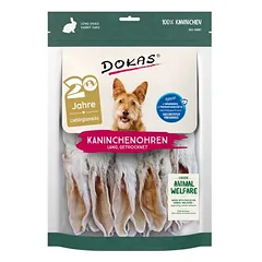 Dokas Kaninchenohren mit Fell getrocknet (lang) 180 g - 7 Stück - Sparpaket