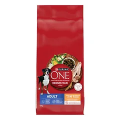 PURINA ONE Adult Medium/Maxi Maistas suaugusiems šunims, turtingas vištiena ir ryžiais, 12 kg
