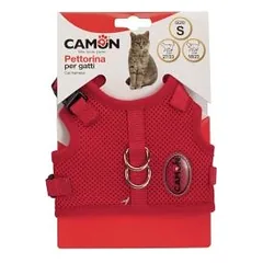 Camon reguluojama krūtinės diržų sistema katėms, raudona, S dydis, kaklo apimtis 18-23 cm, krūtinės apimtis 27-33 cm