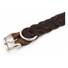 Heim pintas odinis antkaklis, rudas, 28–35 cm kaklo apimtis, 25 mm pločio — 3 nuotrauka