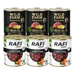 DOLINA NOTECI Rafi Classic su laukine medžiaga + WILD FARM Monoprotein Wild Boar 6x800g
