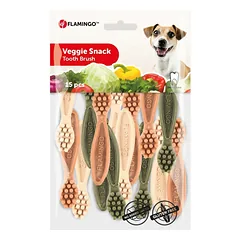 Flamingo Veggie Snacks - šunų kramtukai dantų šepetėlio formos, 7,5cm — 3 nuotrauka