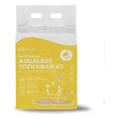BELOCAT Tofu kačių kraikas, citrinų kvapo, 6l / 2,5 kg., 2 mm granulės