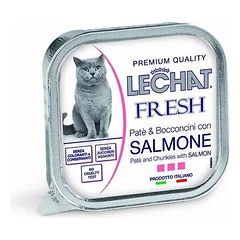 LeChat Fresh Adult paštetas ir gabaliukai su lašiša, drėgnas maistas katėms 100 g
