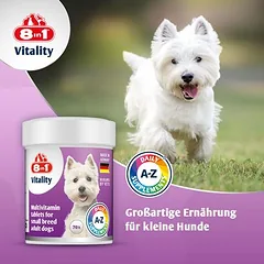 8in1 Vitality multivitaminų tabletės mažų veislių šunims, papildas, 80 - 124 g — 2 nuotrauka