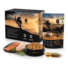 AMBROSIA Cat Adult Sterilized Salmon & Chicken 85g*12vnt konservai katėms su lašiša ir vištiena