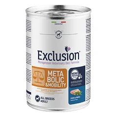 Exclusion Metabolic Mobility dietinis konservuotas pašaras šunims su paukštiena ir kanapėmis, 400 g