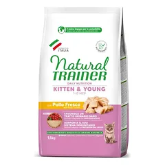 NATURAL TRAINER Cat Kitten Chicken kačiukams su vištiena 1.5kg
