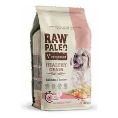 RAW Paleo Dog Puppy Healthy Grain Salmon & Barley sausas maistas šuniukams su lašiša ir miežiais, 2 kg