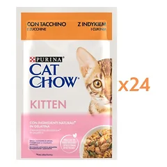 PURINA Cat Chow Kitten Sušintas kalakutas su cukinija želėje 24x85g drėgnas maistas kačiukams