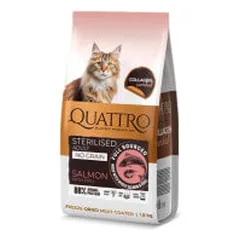Quattro Collagen Sterilised sausas pašaras su lašiša sterilizuotoms katėms - Pet24