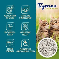 Tigerino Plant-Based tofu kraikas katėms – Sensitive, be kvapo, 7 l (4,6 kg) — 2 nuotrauka
