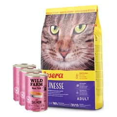 JOSERA Culinesse 10kg + WILD FARM Paštetas su lašiša 3x400g - maistas katėms be glitimo