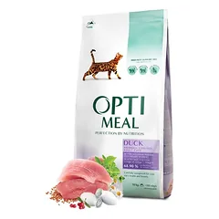 OPTIMEAL sausas maistas suaugusioms katėms su antiena, plaukų išvalymo efektui, 4 kg — 3 nuotrauka
