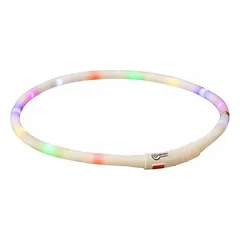 Trixie Flash Light Ring USB šviečiantis antkaklis šunims XS-XL 70 cm / Ø 10 mm, baltas/įvairiaspalvis
