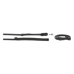 KERBL Komplektas GoLeyGo, apykaklės ir pavadėlio diržai su adapteriu 15 mm x 29-45 cm, 1 cm x 1,4-2 m, juoda, S, maks.15 kg