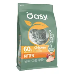 Oasy Superior Kitten Chicken sausas pašaras su vištiena kačiukams