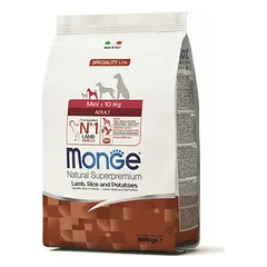 Monge Mini Adult Monoprotein su ėriena, ryžiais ir bulvėmis, sausas maistas šunims 0,8 kg