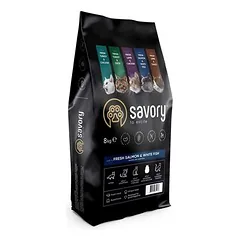 Savory sausas maistas katėms su lašiša ir baltąja žuvimi, 1,5 - 2,9 kg — 2 nuotrauka