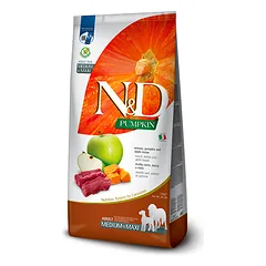 Farmina N&D Medium/Maxi su moliūgu, elniena ir obuoliu, sausas maistas šunims parduotuvėje ramiosblusos.lt