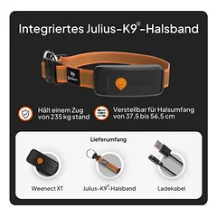 Weenect augintinių GPS sekimo įrenginys XT šunims – su antkakliu, juoda, įsk. juodą antkaklį — 2 nuotrauka