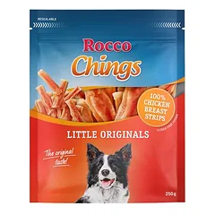 Rocco Chings Little Originals trumpų juostelių skanėstai šunims 250 g, Hühnerbrust in kurzen Streifen 1 x 250 g — 3 nuotrauka