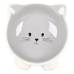 Flamingo Puzi Grey Bowl - keraminis dubuo katėms, pakeltas, kačiukams, Szary / 125ml — 2 nuotrauka