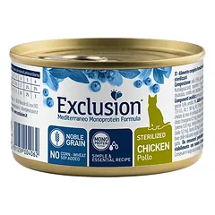 Exclusion Mediterraneo Mono Protein konservuotas pašaras sterilizuotoms katėms su vištiena, 85 g