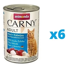 ANIMONDA Carny rinkinys jautiena / menkė su petražolių šaknimi 6 x 400 g