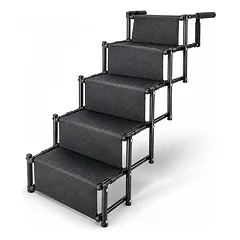 HomePetWorld Hundetreppe Auto, klappbare Einstiegshilfe, 4 Stufen Schwarz