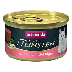 ANIMONDA Vom Feinsten Mousse z łososiem i drobiem 24x85 g mus dla kotów