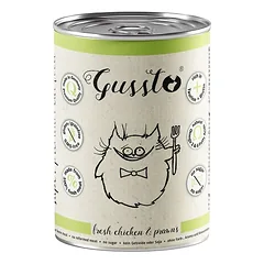 GUSSTO Cat Fresh Chicken Prawns šlapias maistas katėms vištiena su krevetėmis 12x400 g