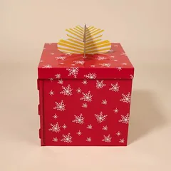TIAKI draskyklė Raudona dovanų dėžutė, L 37,5 x B 37,5 x H 50 cm — 3 nuotrauka