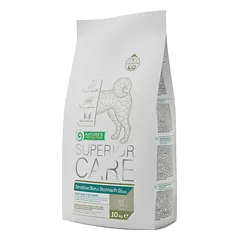 NATURE’S PROTECTION SUPERIOR CARE VISŲ VEISLIŲ SUAUGUSIŲ JAUTRIĄ ODĄ IR VIRŠKINIMO SISTEMĄ TURINČIŲ ŠUNŲ SAUSAS PAŠARAS SU ĖRIENA 10 kg