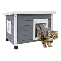 Kerbl Pet Katzenhaus Rustica, weiß / grau