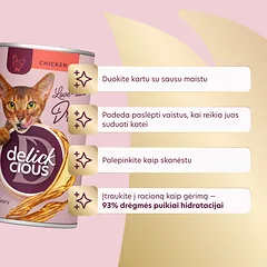DELICKCIOUS pašaro papildas suaugusioms katėms - sriuba su vištiena, 140 g — 4 nuotrauka