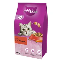 WHISKAS Adult 3x1,4 kg  sausas visavertis maistas suaugusiems katėms su skania jautiena