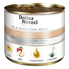 Dolina Noteci PREMIUM žąsis su bulvėmis ir obuoliais mažų veislių šunims 185g x6