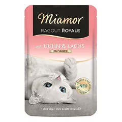 MIAMOR Ragout Royale in Sauce Chicken&Salmon vištienos ir lašišos padažo paketėlis katėms 100 g nuotrauka