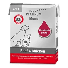 Platinum paštetas šunims su jautiena ir vištiena, 185 g parduotuvėje pethappy.lt