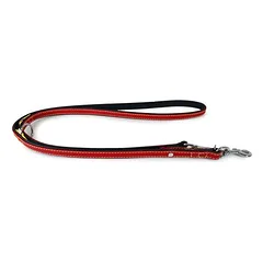 Das Lederband Hunde Führleine Frankfurt Black/Indian-Red/Vibrant-Yellow