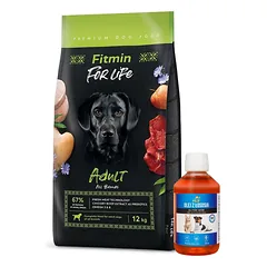 FITMIN For Life Adult All Breeds 12kg + LAB V Lašišų aliejus šunims ir katėms 250ml