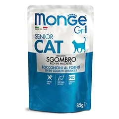 Monge Grill Senior konservuotas pašaras senyvoms katėms su skumbre 85g