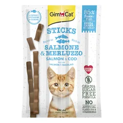 GimCat Sticks begrūdės lazdelės, su lašiša ir upėtakiu (4 vnt)