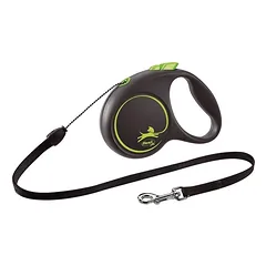FLEXI Black Design žalias pavadėlis S - 5 m iki 12 kg - virvė
