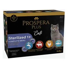 Prospera Plus Cat Sterilized 1+ Complete Menu Mix 12 x 85 g parduotuvėje 1petshop.lt
