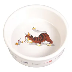 Trixie Dubenėlis, katė su pele, keramika, 0.2 l, ø 12 cm, baltas