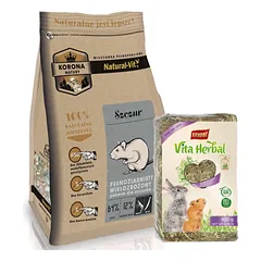 KORONA NATURY Natural-Vit maistas žiurkėms 750g + VITAPOL Šienas stambiems graužikams 800g