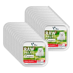Vetexpert RAW PALEO PATE MINI šuniukų jautiena 24x150g - jautienos padėklas