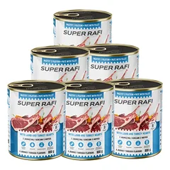 Super Rafi su ėriuko ir kalakuto širdelėmis šunims, 6x800 g